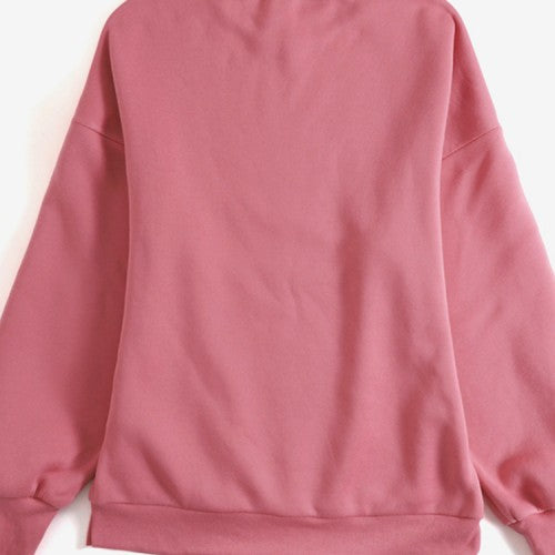 Women Solid Color Thick Round Neck Puff Sleeve Narrow Cuff Long Sleeve Pullover Sweatshirt