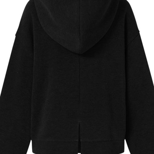 Women Solid Hooded Back Slit Nicely Design Hem Leisure Sweatshirt