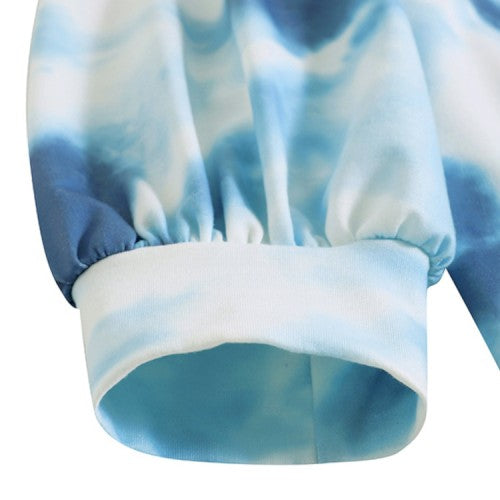 OOTD Women Tie Dye Printing Puff Sleeve Fashion European Loose Sweatshirt