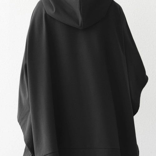 Women Solid Color Turtleneck Collar Dolman Sleeveless Retro Hooded Sweatshirt