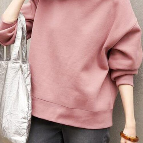 Women Solid Hooded Back Slit Nicely Design Hem Leisure Sweatshirt