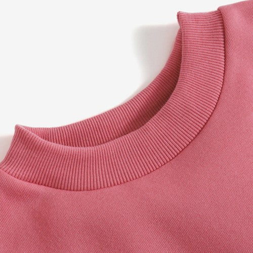 Women Solid Color Thick Round Neck Puff Sleeve Narrow Cuff Long Sleeve Pullover Sweatshirt
