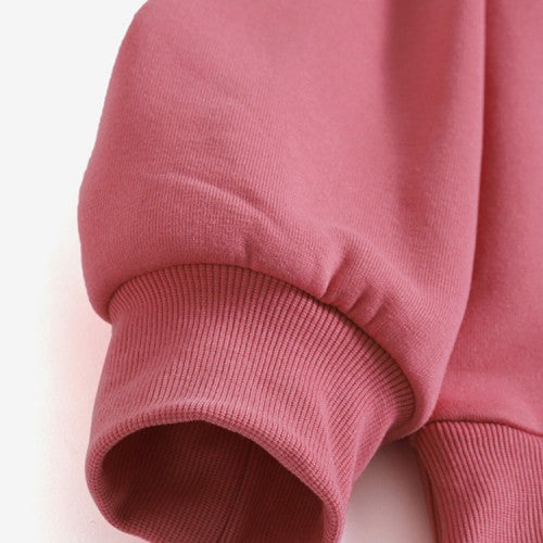 Women Solid Color Thick Round Neck Puff Sleeve Narrow Cuff Long Sleeve Pullover Sweatshirt