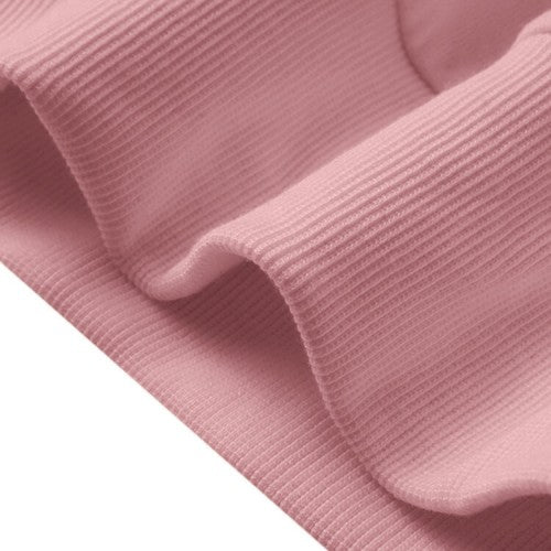 Women Long Sleeve Solid Round Necked Narrow Hem Pullover Sweatshirt