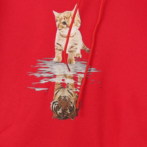 Women Cute Cat Graphic Print Long Sleeve Casual Pullover Hoodie