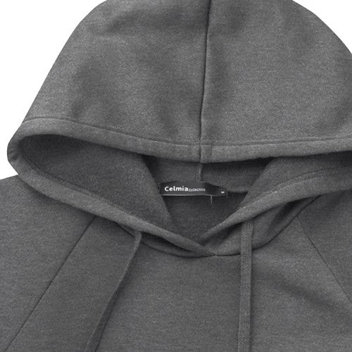 Women Solid Simple Daily Drawstring Calf Length Hoodie with Pocket
